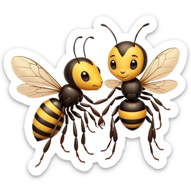 Ant holding hands with a bumblebee  sticker
