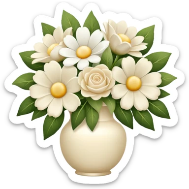 flower arrangements in a cream and white bouquet sticker