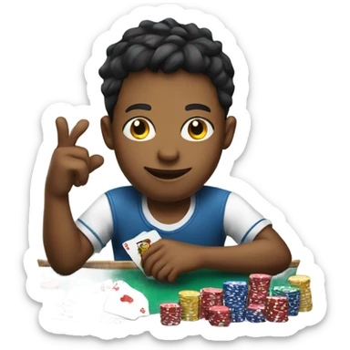 Boy playing poker sticker