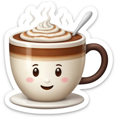 Cappuccino with frothy milk and a sprinkle of cocoa on top sticker