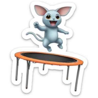 Grogu jumping on a trampoline jumping sticker