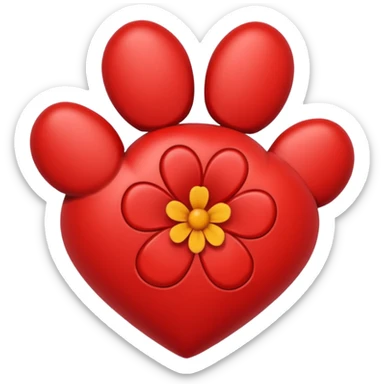 heart with a paw print and a flower sticker