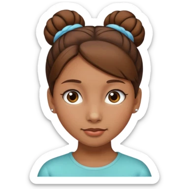 Girl with light brow skin and brown hair in bun sticker