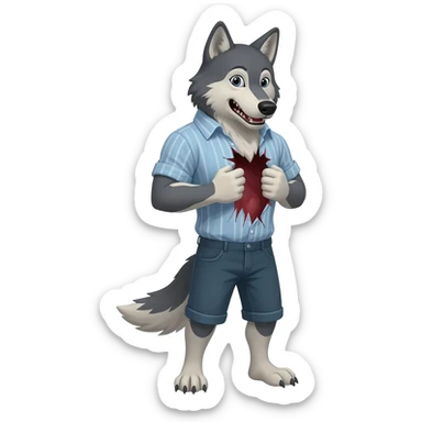 Wolf that Tear his shirt sticker