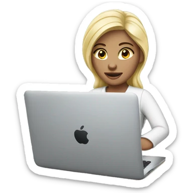 Blond Person working on macbook laptop sticker