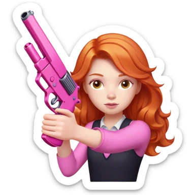Ginger girl with a pink gun sticker