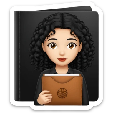 black transparent pocket black folder - with a canela skin girl with curly black hair logo  sticker