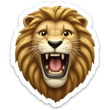 attacking and roaring lion sticker