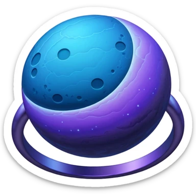 Oval shaped planet, 2 moons, ring sticker