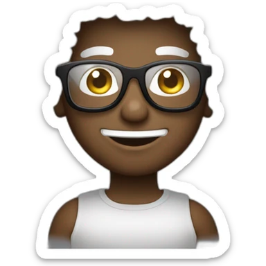 garçon blanc cheveux bouclé afro noir avec lunettes carré sticker