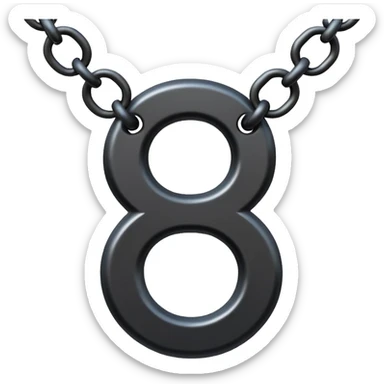 Emoji, gothic chain link shaped as number 8, forged from matte black steel, thick industrial form, subtle metal texture, no glow, no neon, flat emoji design, centered, transparent background sticker