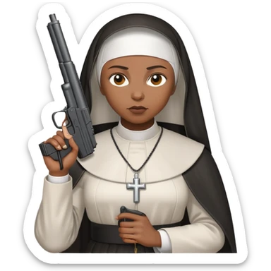 Black woman nun holding a gun sticker