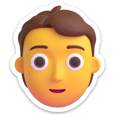 a man's face in his late 20s, 3D emoji style sticker