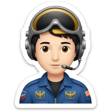 A male pilot with fair skin and short black hair sticker