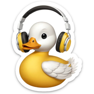 duck listening to music with headphones  sticker