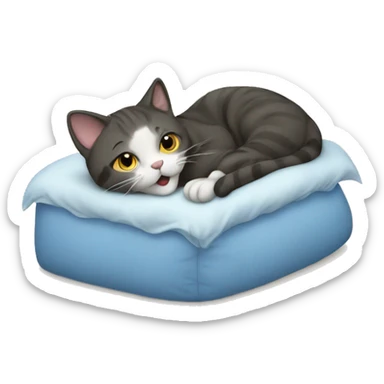 cat in blue bed sticker