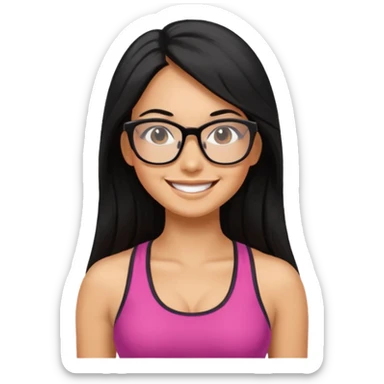 Mujer fitness con lentes y cabello largo negro sticker