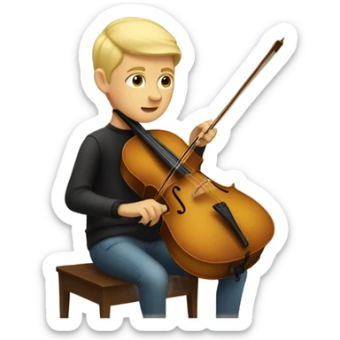 Blonde boy with buzz cut playing cello  sticker