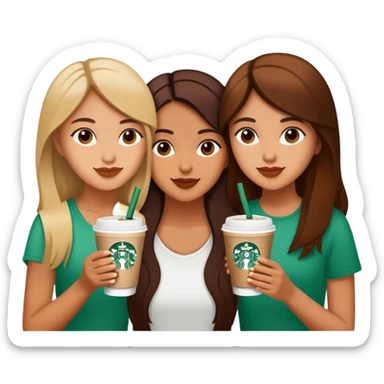 Starbucks coffee with 3 girls  sticker