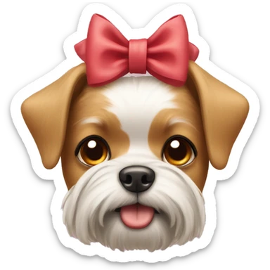 yorkshire dog using a cute bow in his head sticker