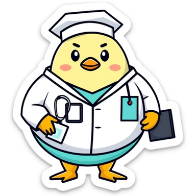 Fat egg dressed as doctor  sticker