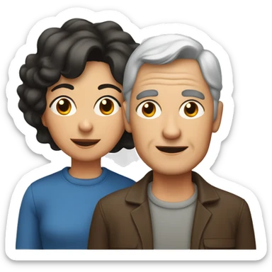 70 year old dark haired mom with her son and his partner sticker