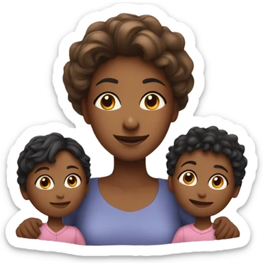 mother and two children, a boy and a girl sticker