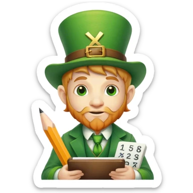 Leprechaun doing math  sticker