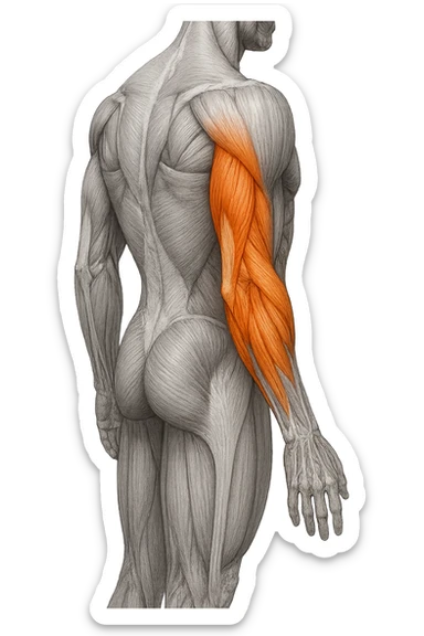 tricipite visto anatomicamente , illumina solo il tricipite, il resto fallo in bianco e nero sticker