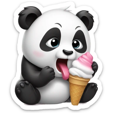 Panda eating ice cream sticker