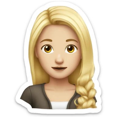 Blonde hair girl with animal sticker