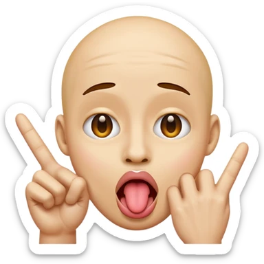 emoji face sticking out tongue with fingers stretching out mouth sticker