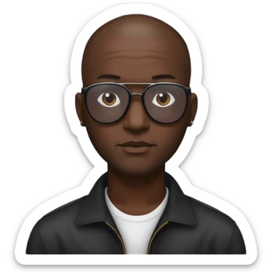 tall black man in dark shades gangster shaved head sticker