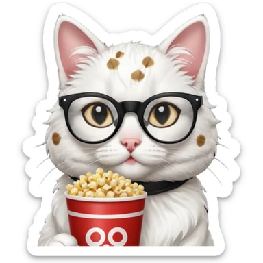 white and balck cat with with rapper popcorn with opticals sticker