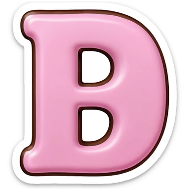 “Single pink bubble letter B, white outline, bottom dipped in chocolate with pink frosting drizzle, kawaii style, glossy, soft shading, clean outline, transparent background, Discord emoji size” sticker