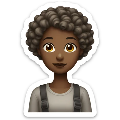 Tinted girl with short curly hair sticker
