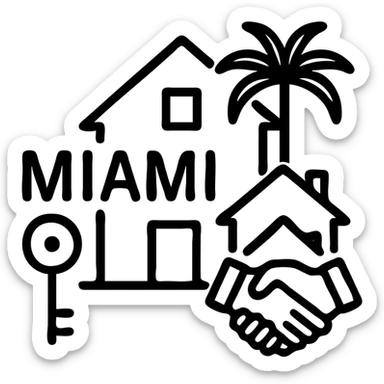 Ícono de real estate que refleje que contamos con acceso real al mercado inmobiliario de Miami: Desde propiedades off-market hasta alianzas directas con desarrolladores de lujo. sticker