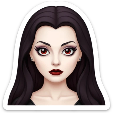 Vampira with long dark brown hair sticker