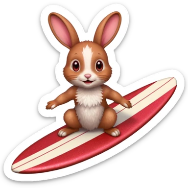 Surfing red glitter rabbit Happy  sticker