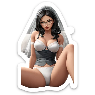 sitting girl in lingerie sticker