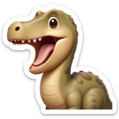 Cinematic Cute Yawning Brontosaurus Portrait Emoji, Head tilted slightly with a dramatic, wide-open yawn, showcasing its monumental, elongated neck and a massive, textured body with sleepy, half-closed eyes and a relaxed, open mouth, Simplified yet irresistibly cute features, highly detailed, glowing with a soft, cozy ancient glow, high shine, relaxed yet expressive, stylized with a dash of whimsical prehistoric ease, soft glowing outline, capturing the essence of a drowsy yet affectionate Brontosaurus that appears ready to stretch and yawn its way out of the screen! sticker