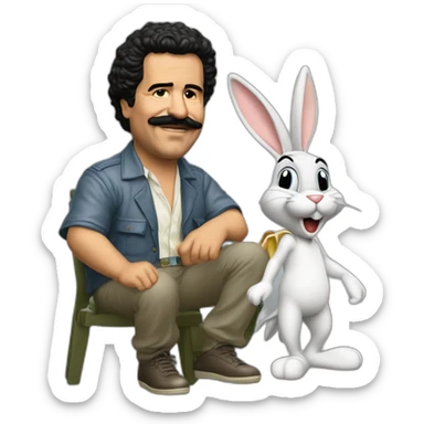 Pablo escobar peleando con Bugs bunny sticker