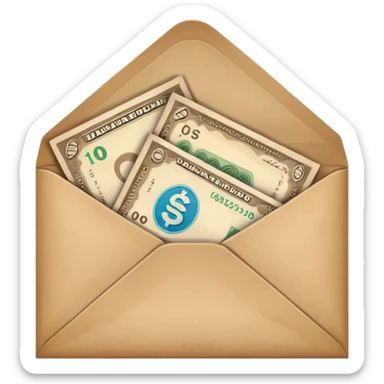 Banknotes enclosed in envelopes sticker