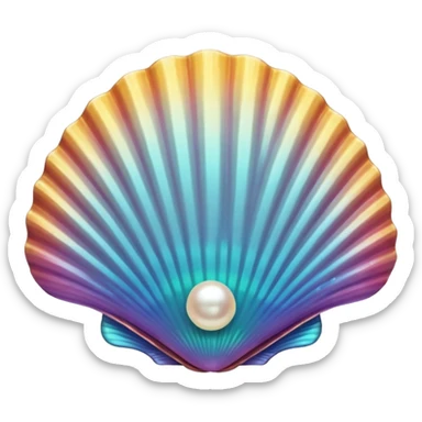 Scallop shell with pearl  sticker