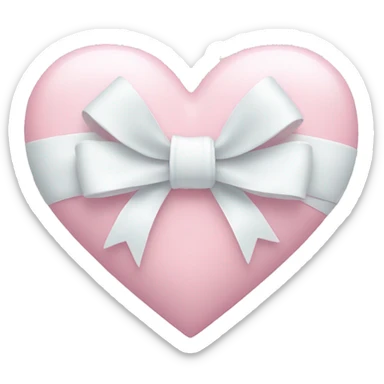 Pastel pink heart with white bow sticker