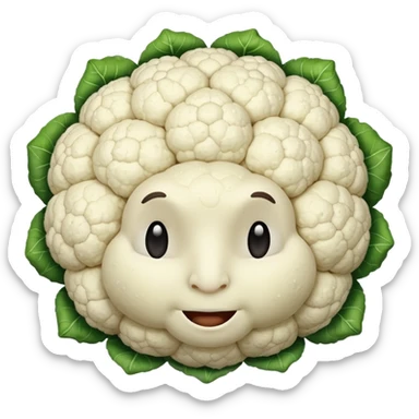 cauliflower emoji with expressive face sticker