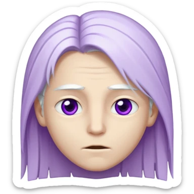 Bembeyaz teni olan, bembeyaz uzun ve düz saçları olan,mor gözlü,gözü çekik, genç bir oğlan tasarlar mısın sticker