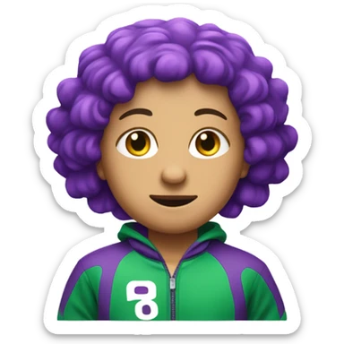 Person with purple hair and in squid games outfit sticker