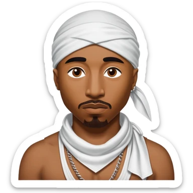 Tupac Shakur with white bandana  sticker