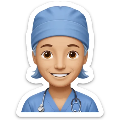 older doctor with scrub cap on sticker